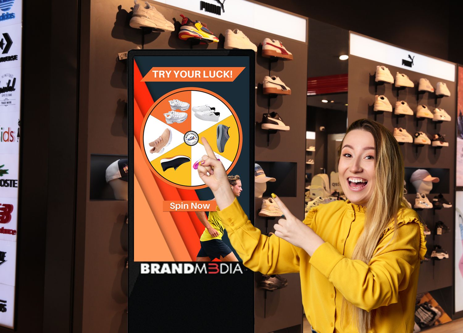 Interactive Spin to Win kiosks by Brand M3dia