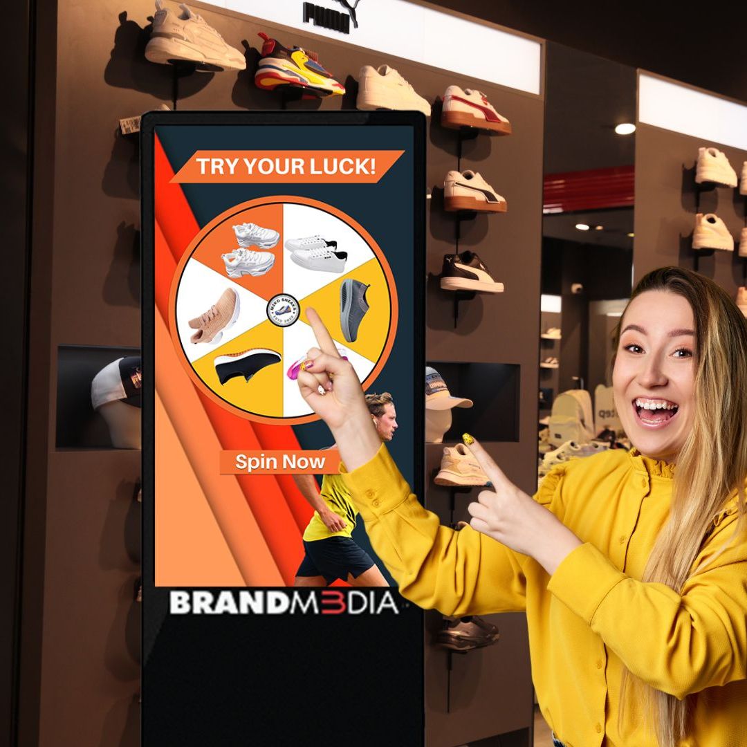 Interactive Spin to Win kiosks by Brand M3dia